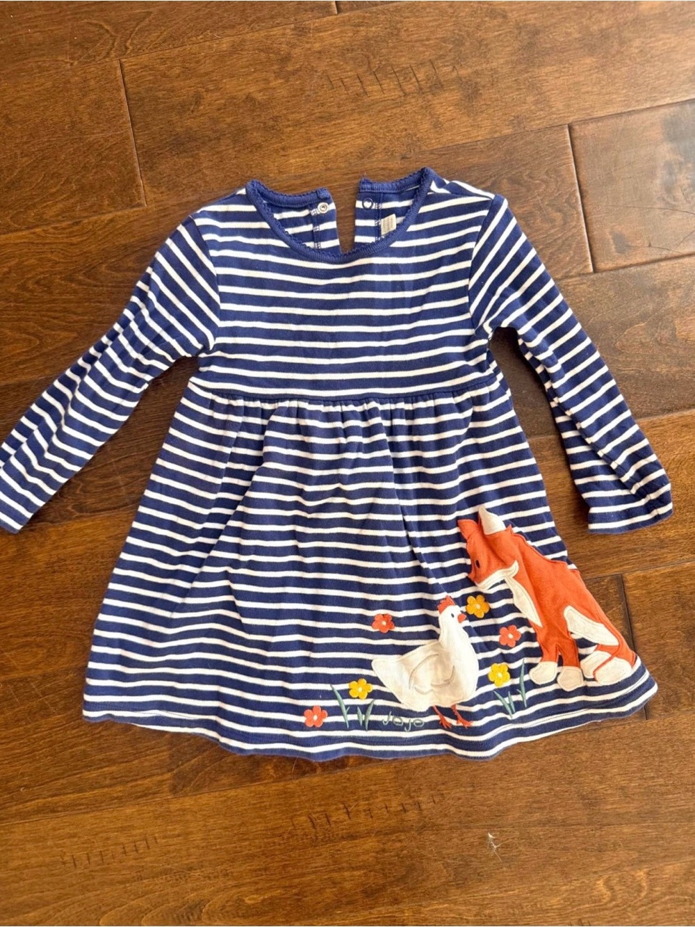 JoJo Maman Bébé Striped Fox & Hen Dress